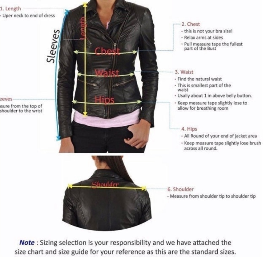 Womens Leather Jackets Motorcycle Bomber Biker Genuine Lambskin fits like M - Picture 4 of 4